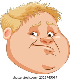 Face of fat boy cartoon illustration