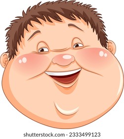 Face of fat boy cartoon illustration