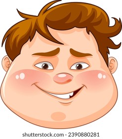 Face of fat boy cartoon illustration