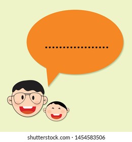 The face of the father and son who are having fun talking - Vector