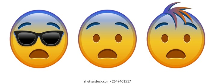 Rosto com medo Conjunto de três emojis amarelos