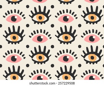 Face features cute seamless pattern vector eps 10