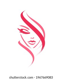 Face Female Logo On White Background Stock Vector (Royalty Free ...