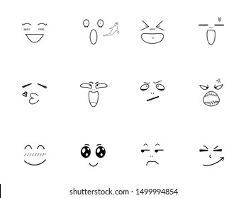 Face and filling Of Emojis Showing different emotions-Vector illustration.