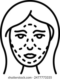 Face Fine lines rejuvenation concept, Facial Procedure vector icon design, Cosmetology or Cosmetologist Symbol,esthetic beauty outline Sign, Beauty treatment stock illustration