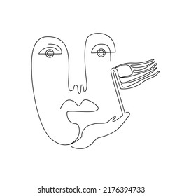 Cara con la bandera un plano de línea estilo Picasso