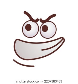 Face flat picture. Cartoon comic cute caricature characters with eyes and mouth isolated on white background vector illustration. Feeling expression and communication concept