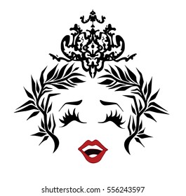 face floral, smiling girl, retro style, cabaret actress