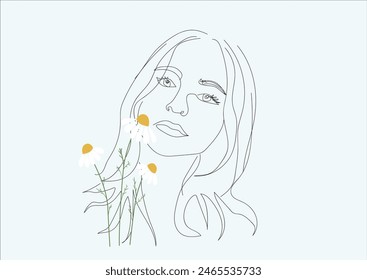 face flower beauty girl woman contour line 