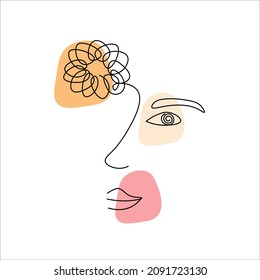 face and flower on background abstraction icon vector illustration