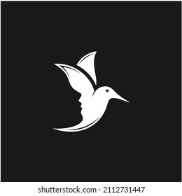 Face Flying Bird, Hummingbird Silhouette logo design inspiration