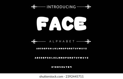 Face font modern bouncy typeset, lively friendly alphabet. Playful cheerful letters in Los Muertos Mexican style for menus, labels, signage, ads, crafts and comic book. Vector typographic design