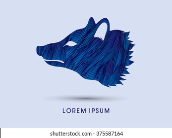 Face Fox designed using blue grunge brush graphic vector.