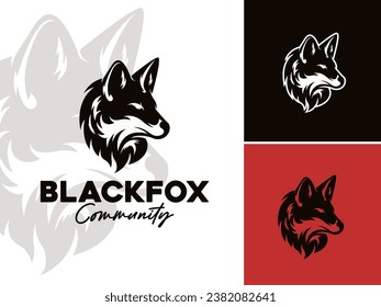 Face Fox Silhouette similar to Jackal Coyote Wolf Husky Dog Head Logo Design
