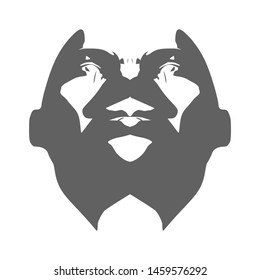 A face front view. Abstract human head silhouette