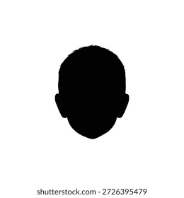 Diseño plano del Vector del icono de la silueta del muchacho de la vista frontal.