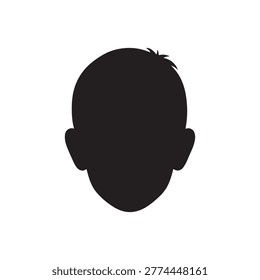 Face front view boy silhouette icon vector flat design