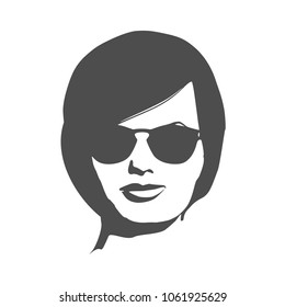 Face front view. Elegant silhouette of a woman spectacles