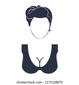 Face front view. Elegant silhouette of a lady. Retro hair style.