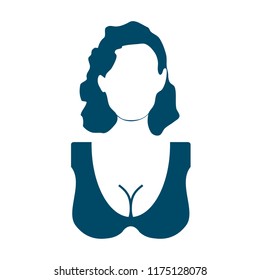 Face front view. Elegant silhouette of a lady. Retro hair style.