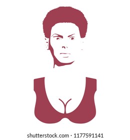 Face front view. Elegant silhouette of a lady.