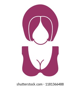 Face front view. Elegant silhouette of a lady. Retro hair style.
