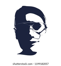 Face front view. Elegant silhouette of a woman spectacles