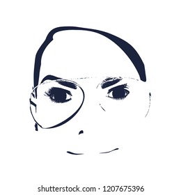 Face front view. Elegant silhouette of a woman spectacles