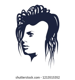 Face front view. Elegant silhouette of a female head. Portrait of a woman