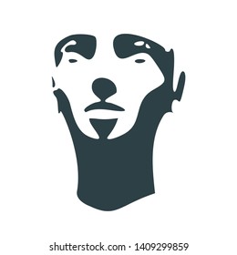 Face front view. Elegant silhouette of a female head.