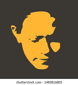 Face front view. Elegant silhouette of a female head.
