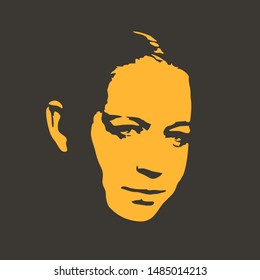 Face front view. Elegant silhouette of a female head.