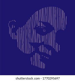Face front view. Elegant silhouette of a female head. Portrait of a happy smiled woman
