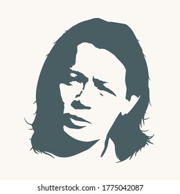 Vista frontal. Silueta elegante de cabeza femenina. Retrato de una mujer