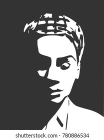 Face front view. Elegant silhouette of a head.