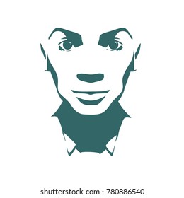 Face front view. Elegant silhouette of a head.
