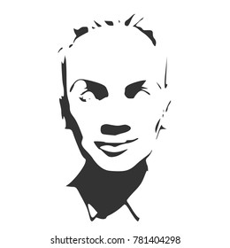 Face front view. Elegant silhouette of a female head.