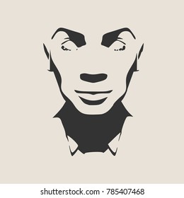 Face front view. Elegant silhouette of a head.