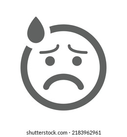 Face, frown icon. Gray vector graphics.