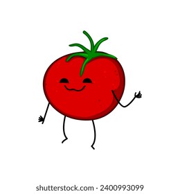 face fruit vegetable character cartoon. tomato banana, healthy cucumber, apple green face fruit vegetable character sign. isolated symbol vector illustration