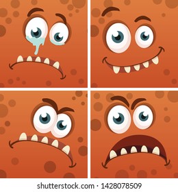 face of a funny monster in a square vector illustration
