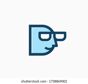 Face Geek In Glasses Logo Icon Design Template Illustration Vector.
