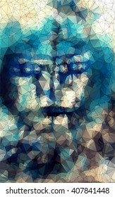 face in geometric styling abstract geometric background  stained-glass window vector vertical 