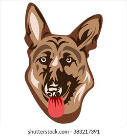 face of a German shepherd on a transparent background vector