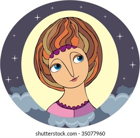 The face of the girl in circle