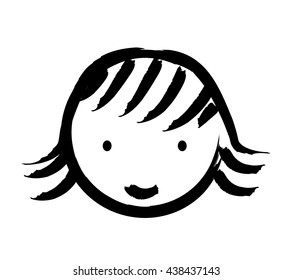 face girl drawn  isolated icon design