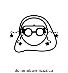 face girl funny glasses outline