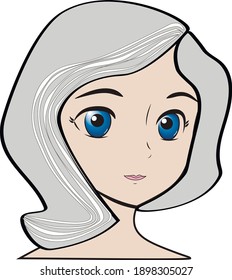 face girl with grey hair