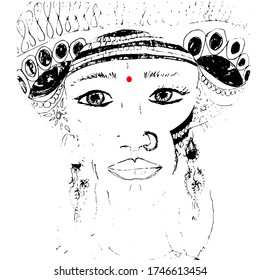 The face of a girl from India.