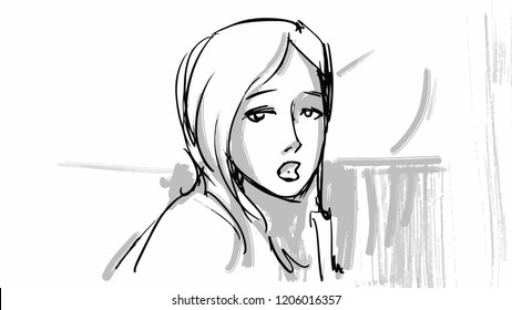 Face Girl Looking Ahead Her Jawed Stock Vector (Royalty Free ...